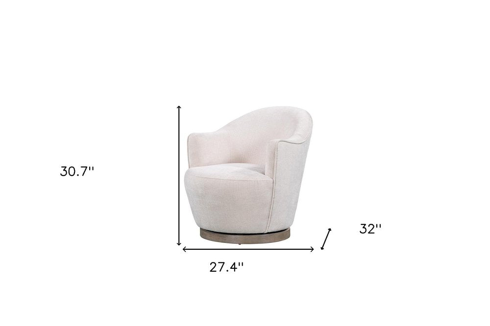 27" Off White Fabric Swivel Barrel Chair HomeRoots
