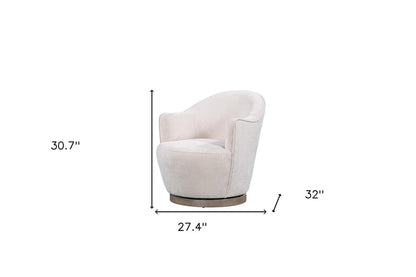 27" Off White Fabric Swivel Barrel Chair HomeRoots