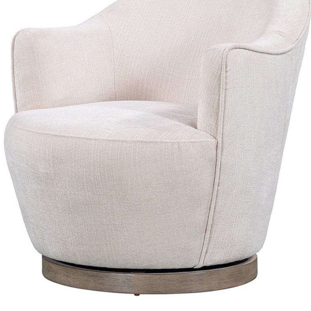 27" Off White Fabric Swivel Barrel Chair HomeRoots