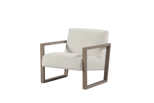 28" Off White and Ash Gray Fabric Lounge Chair HomeRoots