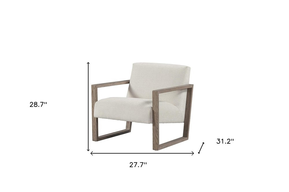 28" Off White and Ash Gray Fabric Lounge Chair HomeRoots