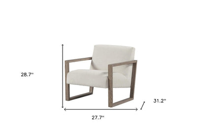 28" Off White and Ash Gray Fabric Lounge Chair HomeRoots