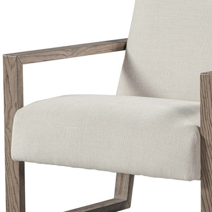 28" Off White and Ash Gray Fabric Lounge Chair HomeRoots