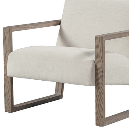 28" Off White and Ash Gray Fabric Lounge Chair HomeRoots