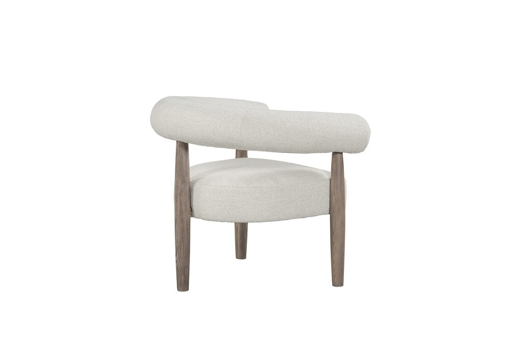 29" Off White and Ash Gray Fabric And Wood Arm Chair — view 2