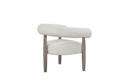29" Off White and Ash Gray Fabric And Wood Arm Chair
