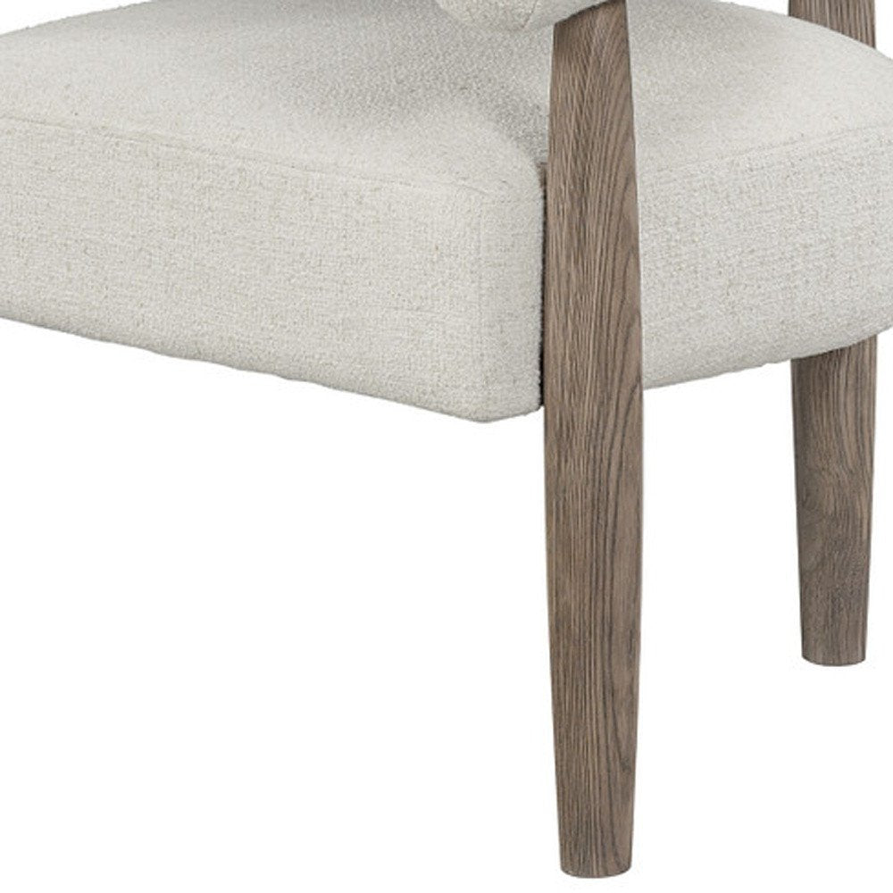29" Off White and Ash Gray Fabric And Wood Arm Chair — view 4