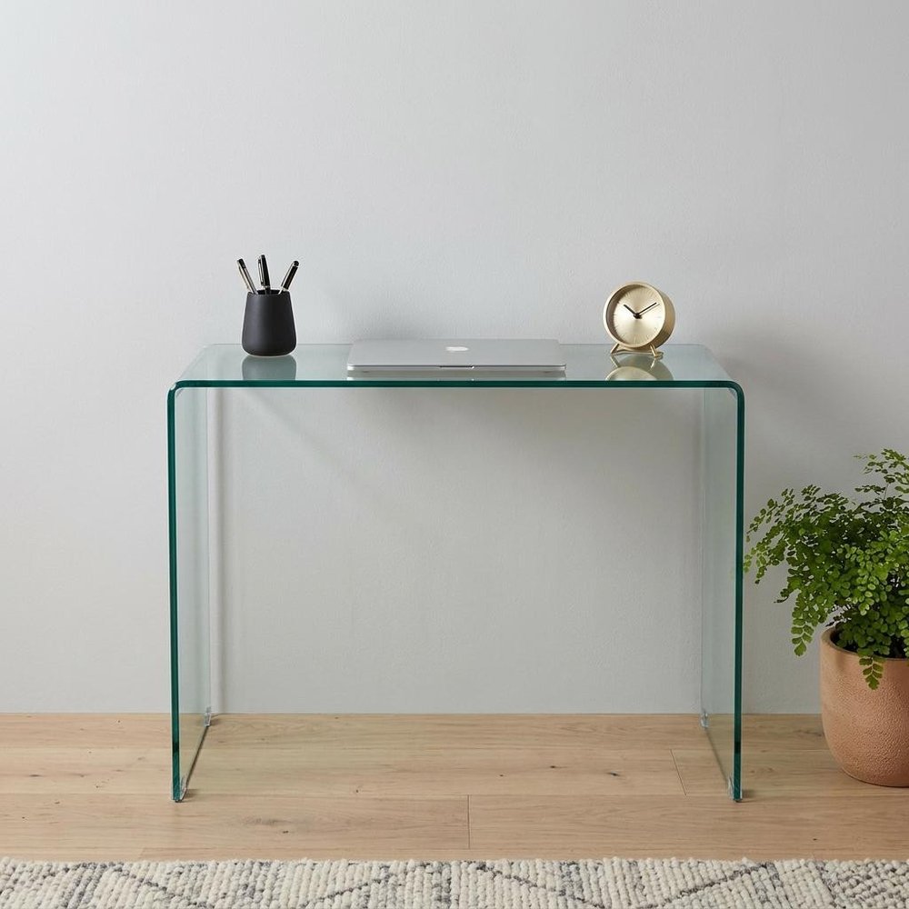 43" Clear Glass Computer Desk — view 6