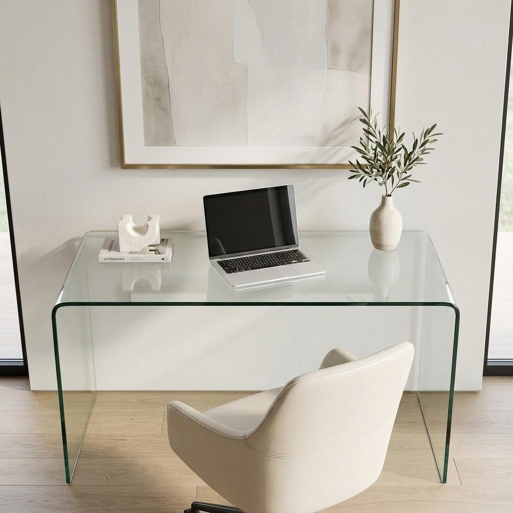 50" Clear Glass Computer Desk