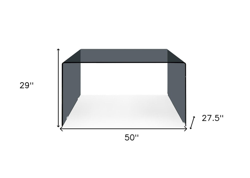 50" Gray Glass Writing Desk — view 2