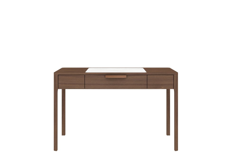 47" White and Brown Marble and Wood Computer Desk — view 1