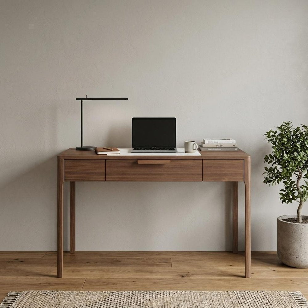 47" White and Brown Marble and Wood Computer Desk — view 4