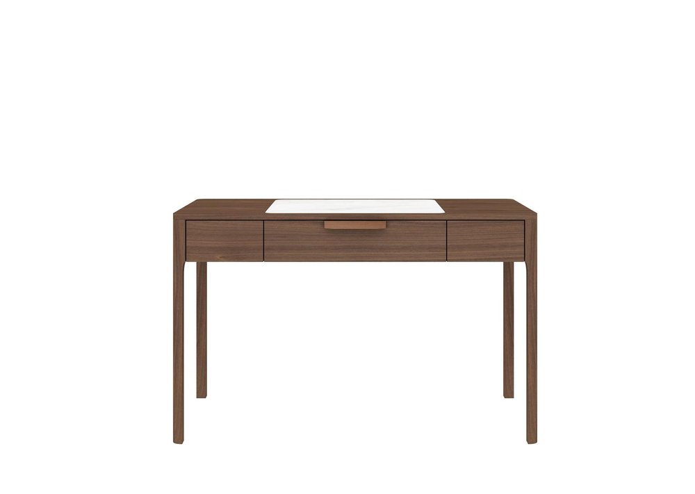 47" White and Brown Marble and Wood Computer Desk — view 5