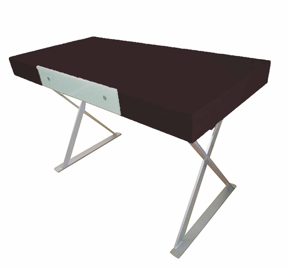 48" Espresso and Silver Wood and Metal Computer Desk — view 1