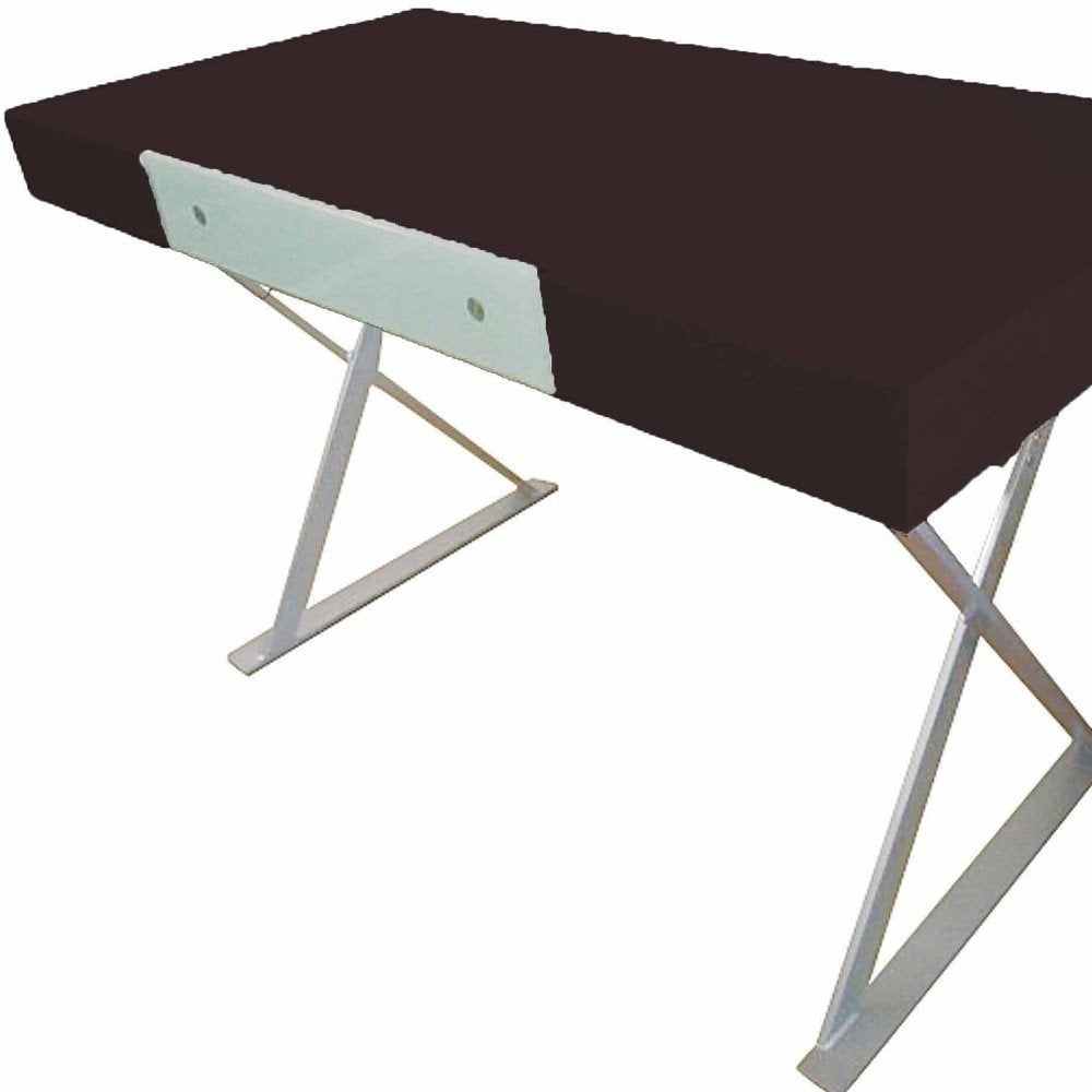 48" Espresso and Silver Wood and Metal Computer Desk — view 3