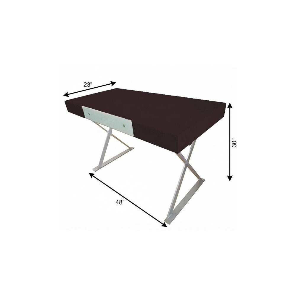 48" Espresso and Silver Wood and Metal Computer Desk — view 5