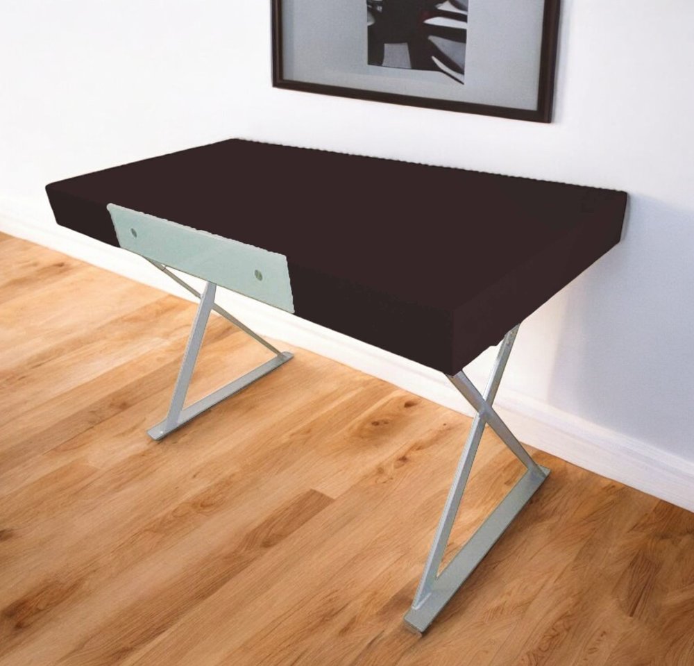 48" Espresso and Silver Wood and Metal Computer Desk — view 4