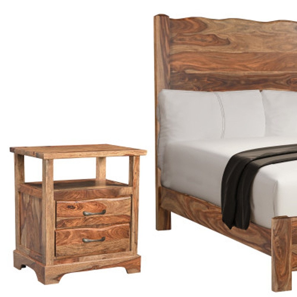 Three Piece Brown Solid Wood Bedroom Set — view 12