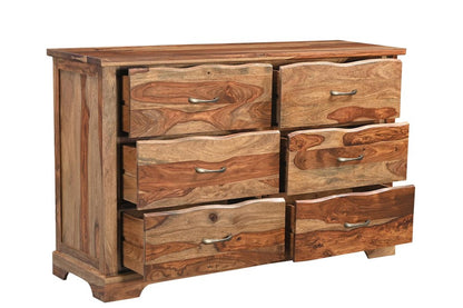 Three Piece Brown Solid Wood Bedroom Set