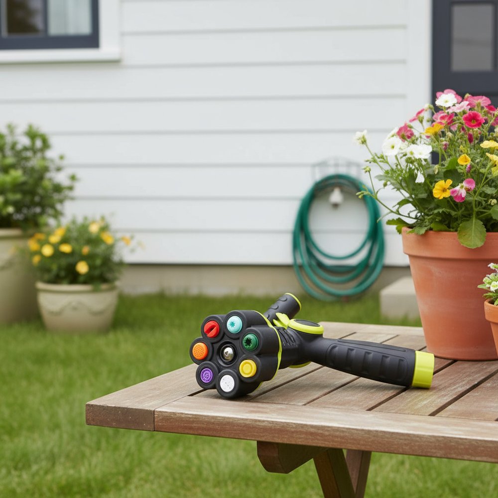 8" Black And Light Green Zinc Alloy Garden Spray Nozzle HomeRoots