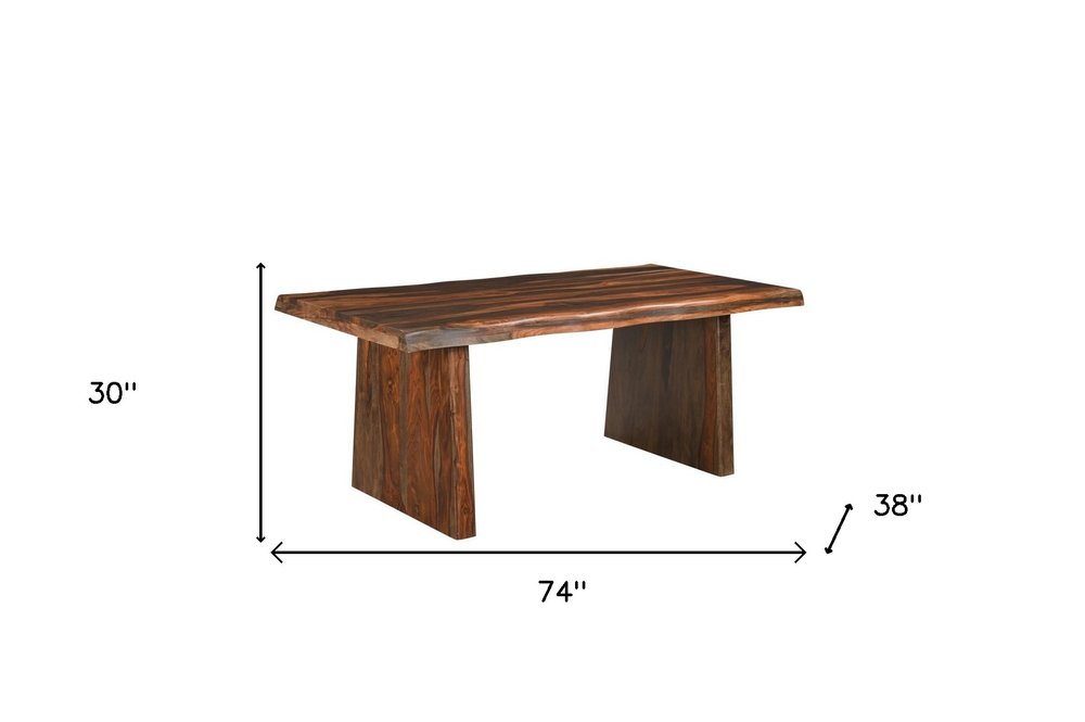 Seven Piece Brown Solid Wood Dining Set with Six Chairs HomeRoots
