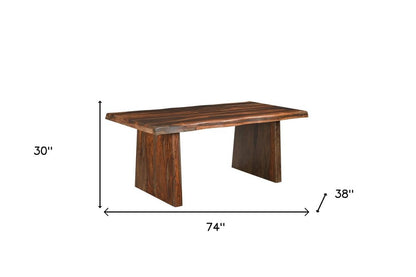 Seven Piece Brown Solid Wood Dining Set with Six Chairs HomeRoots