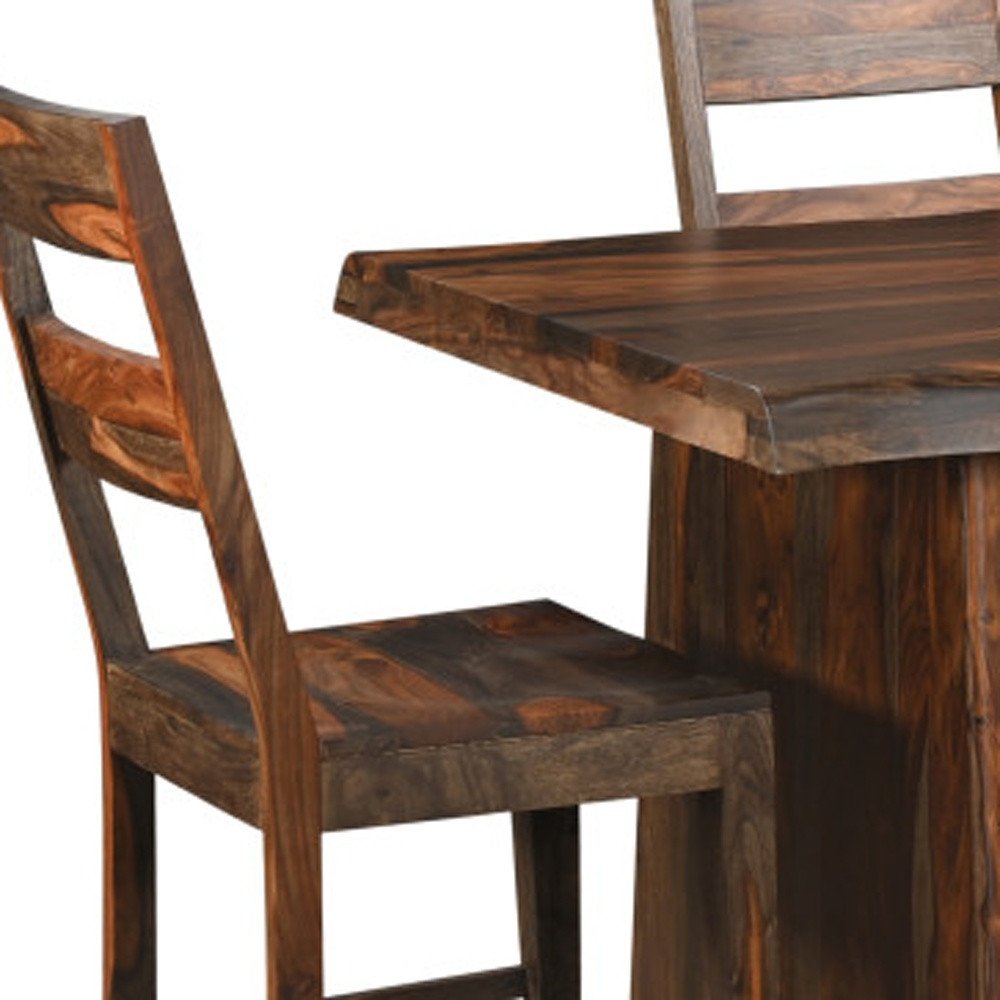 Seven Piece Brown Solid Wood Dining Set with Six Chairs HomeRoots