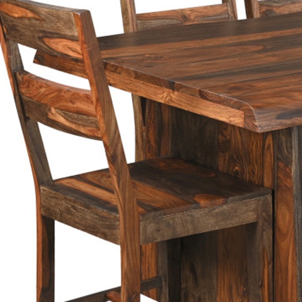 Nine Piece Brown Solid Wood Dining Set with Eight Chairs HomeRoots