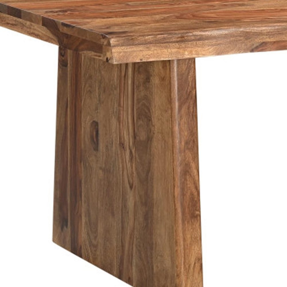 Seven Piece Brown Solid Wood Dining Set with Six Chairs HomeRoots
