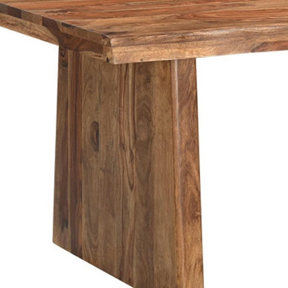 Seven Piece Brown Solid Wood Dining Set with Six Chairs HomeRoots