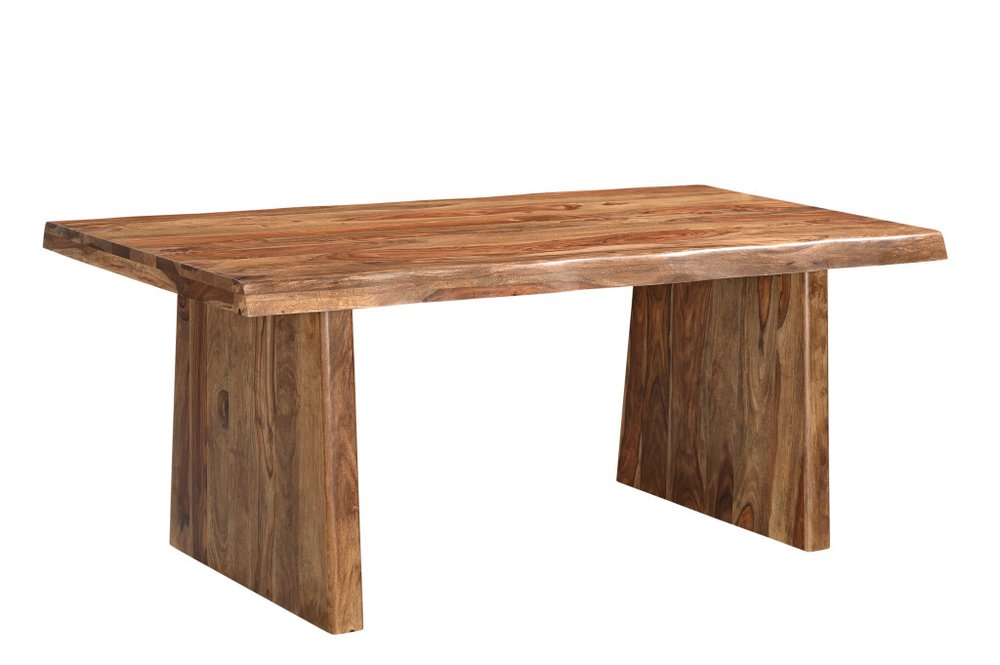 Seven Piece Brown Solid Wood Dining Set with Six Chairs HomeRoots
