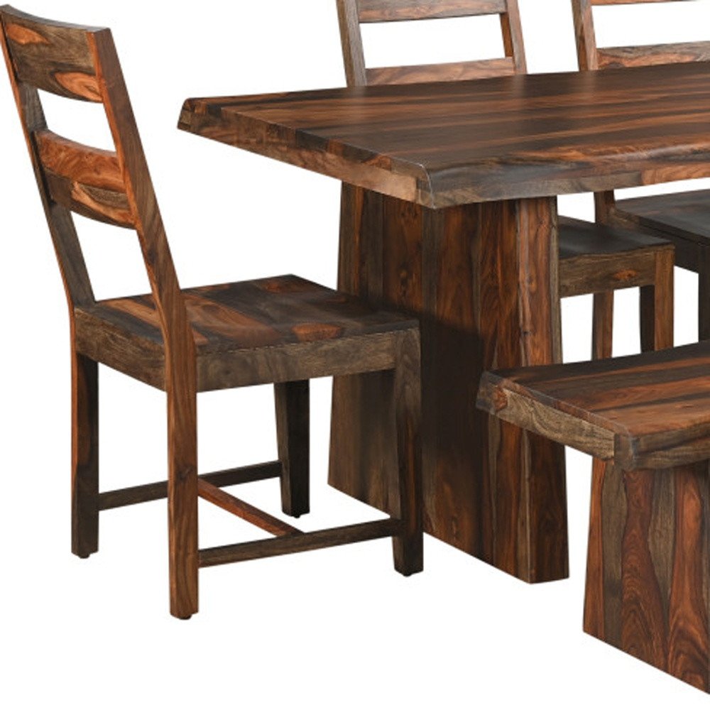 Six Piece Brown Solid Wood Dining Set with Four Chairs HomeRoots