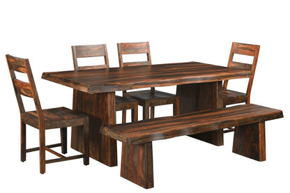 Six Piece Brown Solid Wood Dining Set with Four Chairs HomeRoots