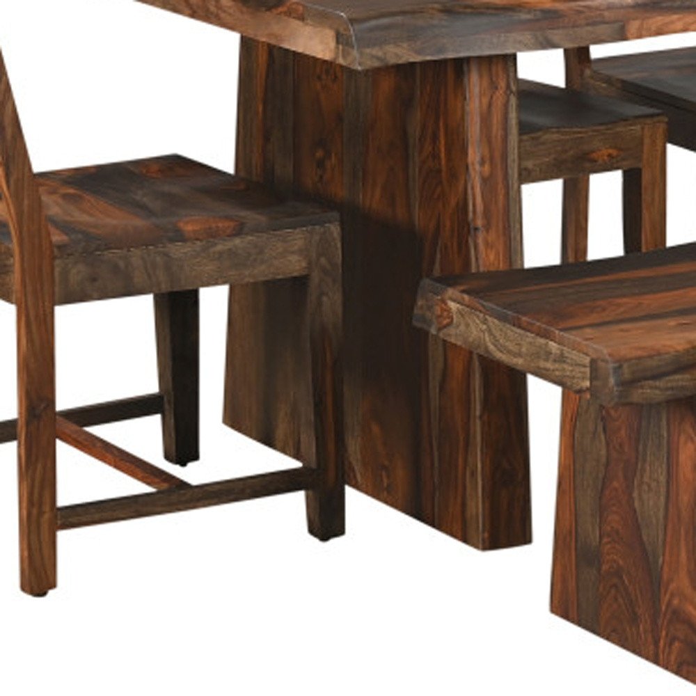 Six Piece Brown Solid Wood Dining Set with Four Chairs HomeRoots