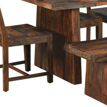 Six Piece Brown Solid Wood Dining Set with Four Chairs HomeRoots
