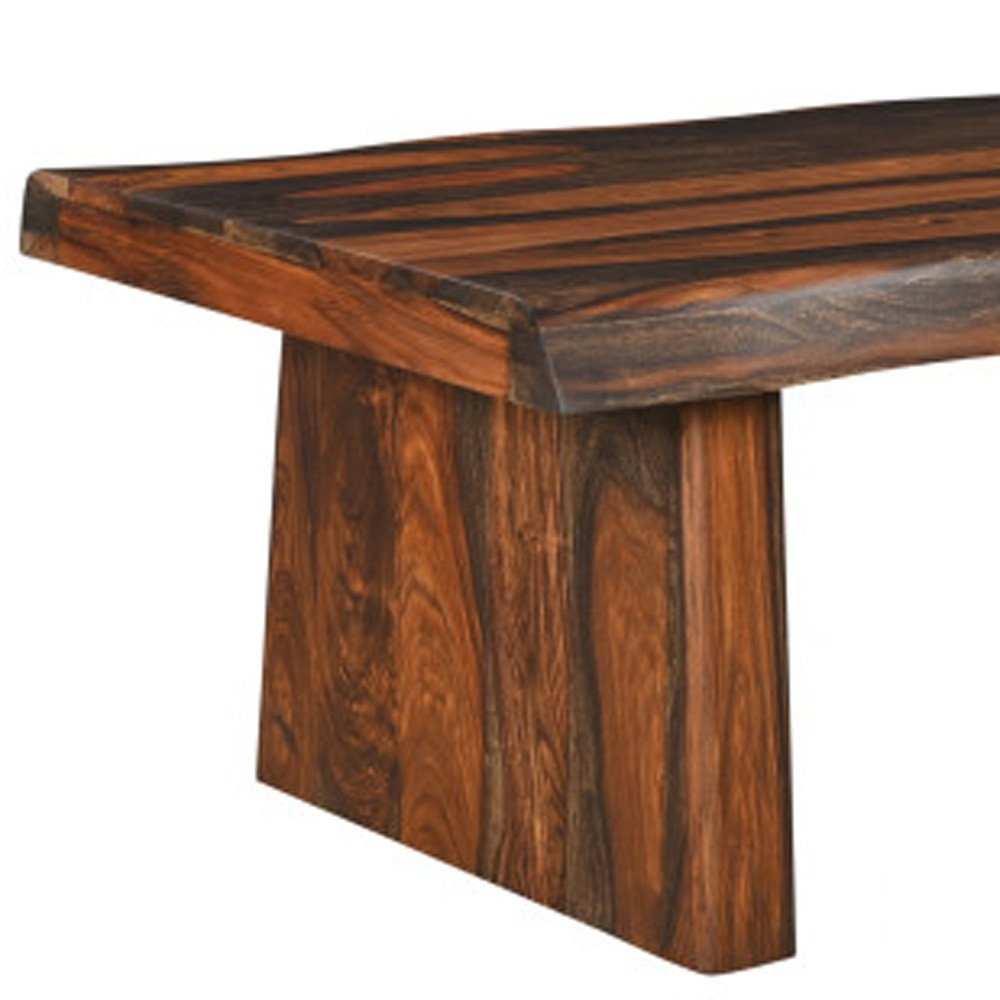 Set of Two Dark Brown Solid Wood Sled Furniture Set — view 3