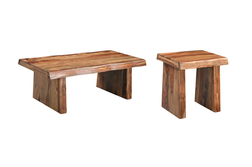 Set of Two Brown Solid Wood Sled Furniture Set — view 4