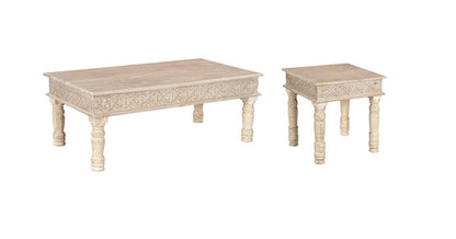 Set Of Two Natural Solid Wood Distressed Coffee Table HomeRoots