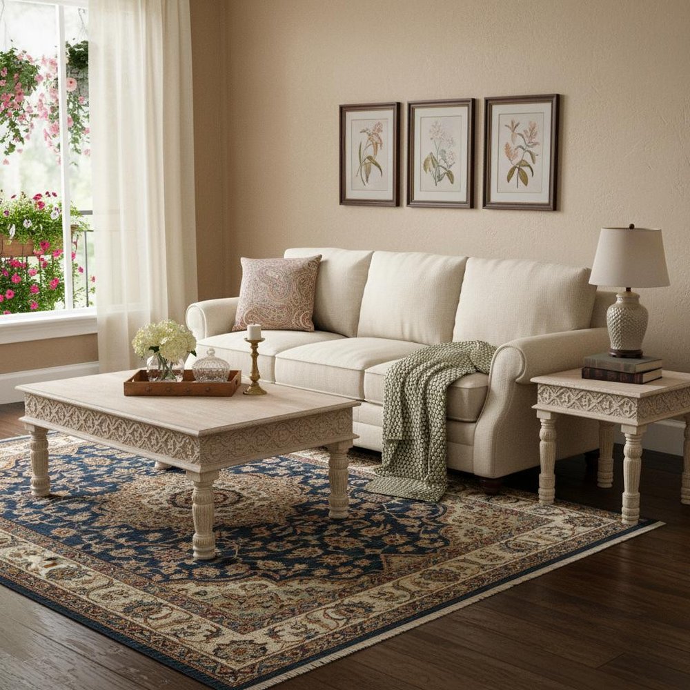 Set Of Two Natural Solid Wood Distressed Coffee Table — view 9