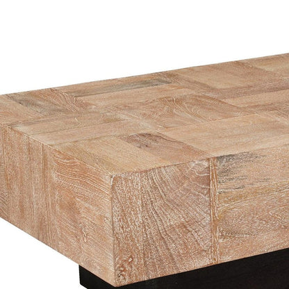 Set Of Two Natural And Dark Brown Solid Wood Block Coffee Table HomeRoots
