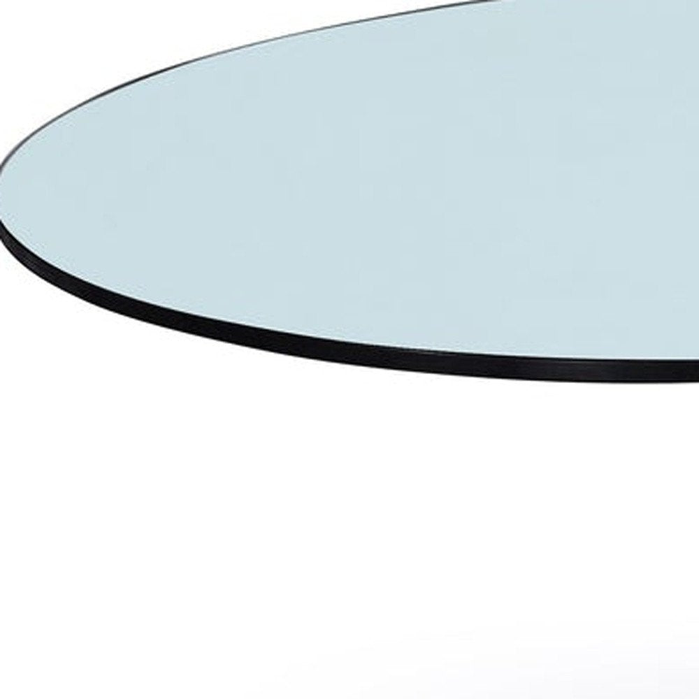 32" Clear White and Silver Glass And Metal Round Abstract Coffee Table HomeRoots