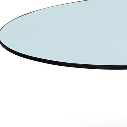 32" Clear White and Silver Glass And Metal Round Abstract Coffee Table HomeRoots