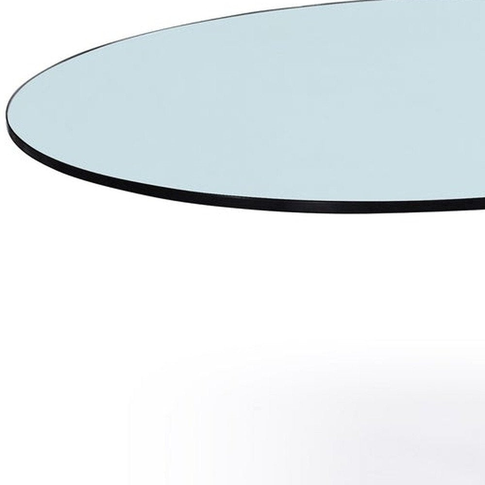 32" Clear White and Silver Glass And Metal Round Abstract Coffee Table HomeRoots
