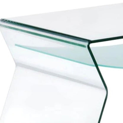 47" Clear Glass Solid Coffee Table with Shelf