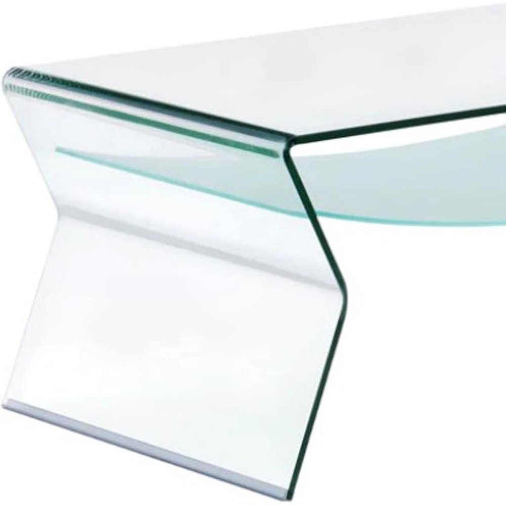47" Clear Glass Solid Coffee Table with Shelf HomeRoots