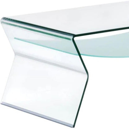 47" Clear Glass Solid Coffee Table with Shelf HomeRoots