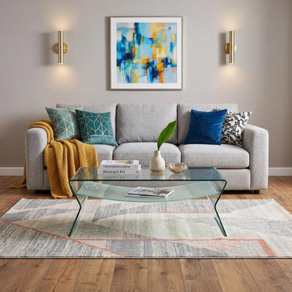 47" Clear Glass Solid Coffee Table with Shelf