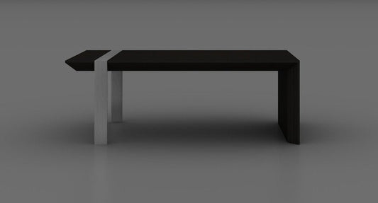 48" Black And Silver Wood And Stainless Steel Distressed Sled Coffee Table HomeRoots