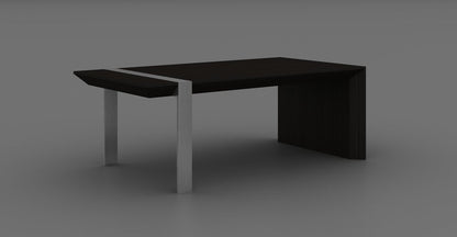 48" Black And Silver Wood And Stainless Steel Distressed Sled Coffee Table HomeRoots