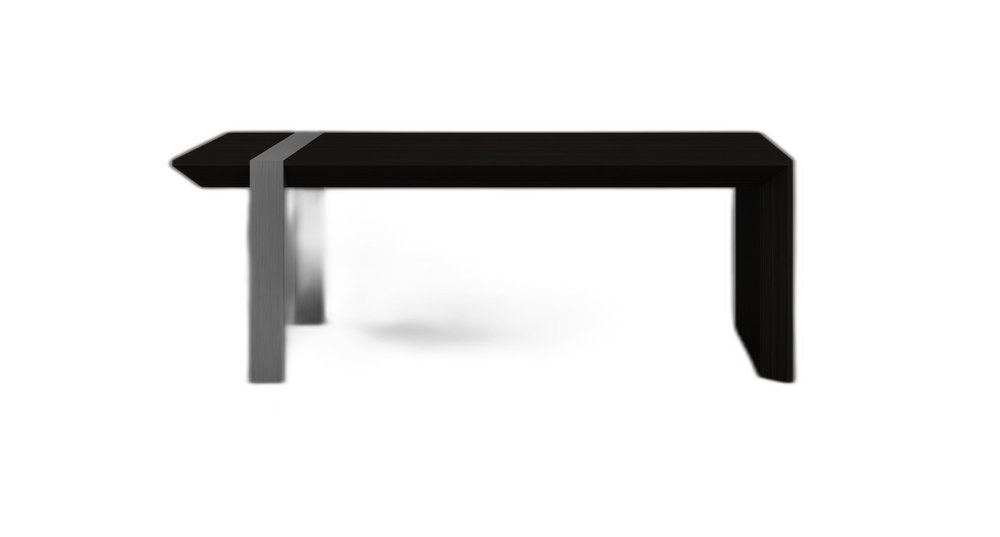 48" Black And Silver Wood And Stainless Steel Distressed Sled Coffee Table HomeRoots